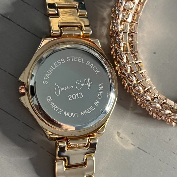 Jessica Carlyle rose gold color plated watch and bangle set - Picture 7 of 7